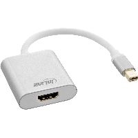 InLine® Mini DisplayPort HDMI Adapterkabel Aluminium mit Audio, 4K/60Hz, weiß, 0,15m 17193W