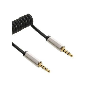 InLine® Slim Audio Spiralkabel Klinke 3,5mm ST/ST, 4-polig, Stereo, 2m 99272
