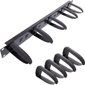 InLine® 19 Kabelführungspanel, 5 Kunststoffbügel abnehmbar, RAL 9005, schwarz 19110W