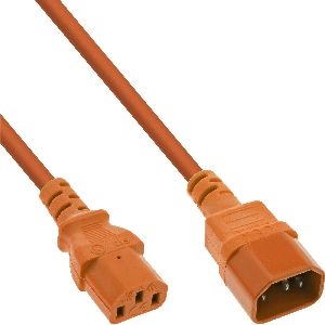 InLine® Kaltgeräteverlängerung, C13 auf C14, orange, 0,5m 16505O