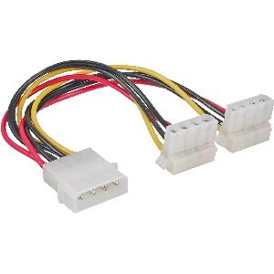 InLine® Strom Y-Kabel intern, 1x 5,25&quot; an 2x 5,25&quot; gewinkelt 0,15m 29659W