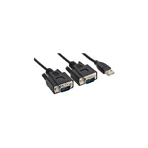 InLine® USB 2.0 zu 2x Seriell Adapterkabel Stecker A an 2x 9pol SubD ST, 1,5m 33305M