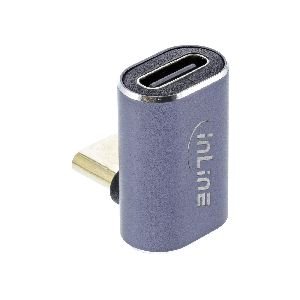 InLine® USB4 Adapter, USB-C Stecker/Buchse oben/unten gewinkelt, Aluminium, grau 35900D