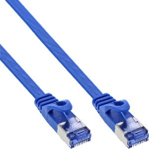 InLine® Patchkabel flach, U/FTP, Cat.6A, blau, 10m 71800B