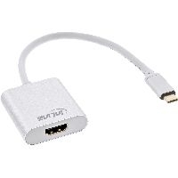 InLine® USB Display Konverter, USB-C Stecker zu HDMI Buchse (DP Alt Mode), 4K/60Hz, silber, 0.2m 641