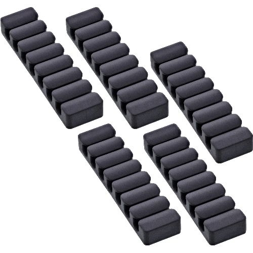5er Pack InLine® Kabelclip, 7-fach, selbstklebend, schwarz 59971L