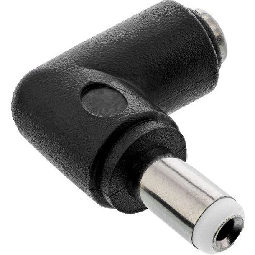 InLine® DC Adapter, 5,5 x 2,5mm DC Hohlstecker Stecker/Buchse gewinkelt schwarz 26899