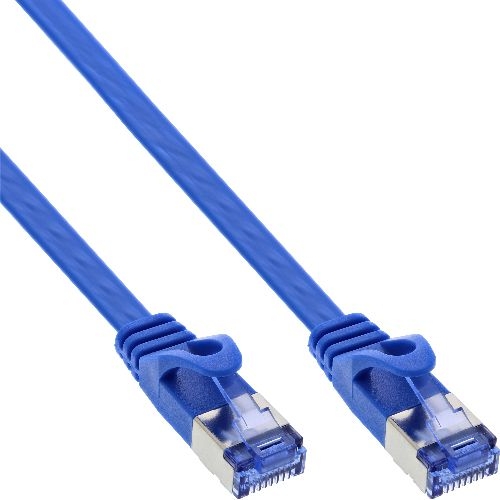 InLine® Patchkabel flach, U/FTP, Cat.6A, blau, 10 m 71800B