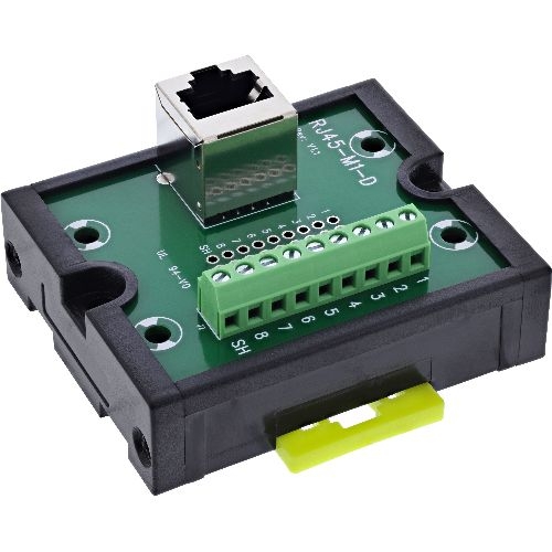 InLine® RJ45 Breakout-Buchse an 9pol Schraubklemme, Hutschiene, geschirmt 92505J