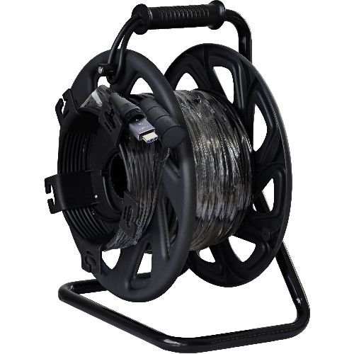 InLine® HDMI Kabeltrommel, AOC HDMI 2.1 Kabel, 8K/60Hz, armiert, schwarz, 50m 17950T