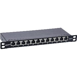 InLine® 10&quot; Patchfeld Cat.6A 0,5HE 12-fach, schwarz, mit Staubschutz 76819B