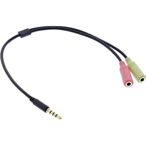 InLine® Headset Adapterkabel, 3,5mm Stecker an 2x3,5mm Buchse, schwarz, 0,25m 99302I