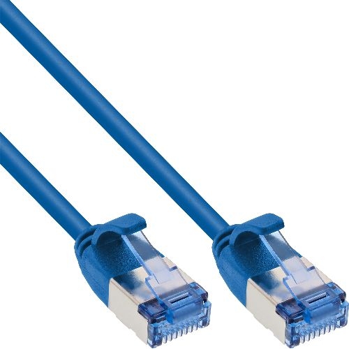 InLine® Patchkabel slim, U/FTP PiMf, Cat.6A, blau, 0,25 m 71922B