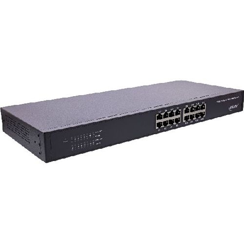 InLine® Gigabit Netzwerk Switch 16-Port, 1Gb/s, 19 1HE, Metall, lüfterlos 32311O