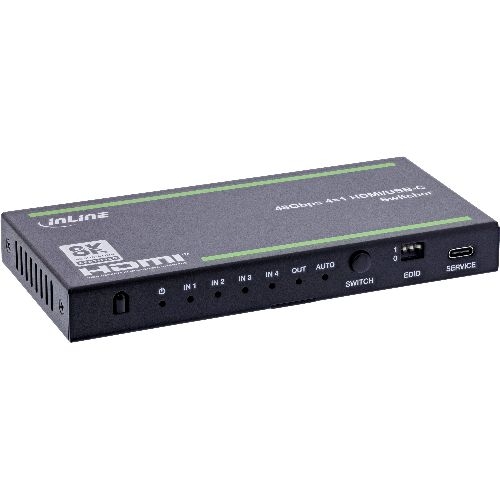 InLine® HDMI Switch, 4-fach, 48Gb/s, 8K@60Hz, mit USB-C 57885B