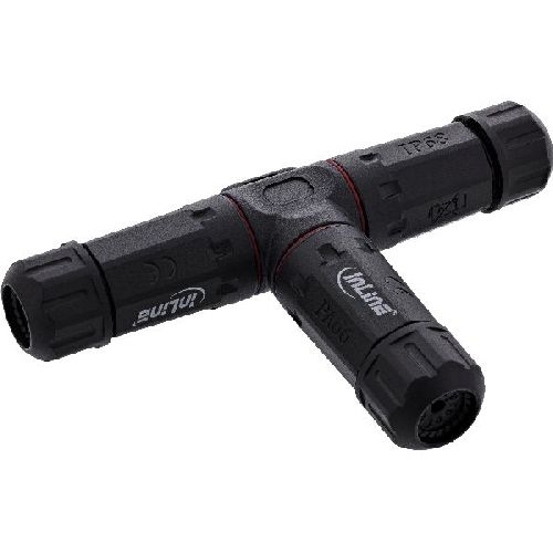 InLine® Netzkabelkupplung, IP68, 3-polig, 3-Wege, M20, schwarz 69927U