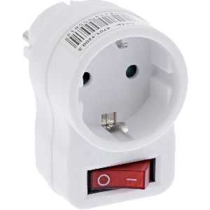 Kopp Steckdosenadapter mit Schalter, 1 Stück, arktis/weiß, 470112003 16730A