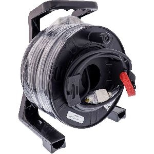 InLine® Netzwerk-Kabeltrommel Outdoor, Cat.6A RJ45 HARTING, 50m, schwarz 78593H
