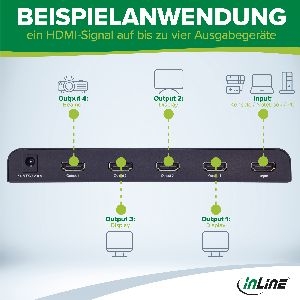 InLine® HDMI Splitter/Verteiler, 4-fach, 4K2K@60Hz kompatibel 65010K