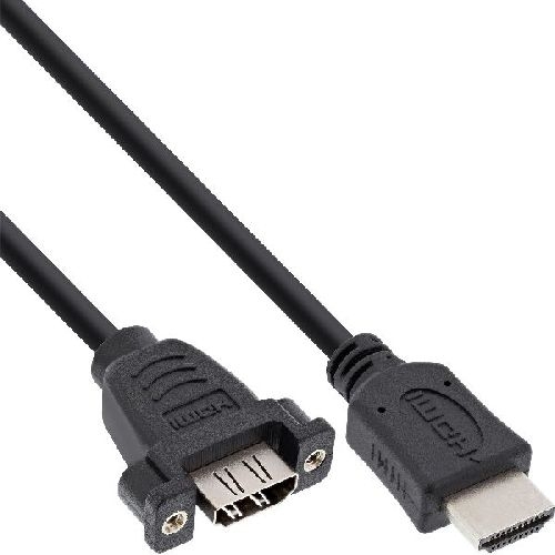 InLine® HDMI 4K60Hz Adapterkabel zum Einbau, HDMI A Stecker/Buchse, 0,6m 17500B