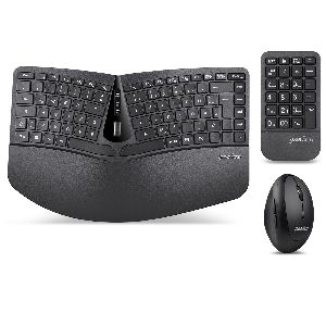 Perixx PERIDUO-606A DE, 3-in-1 Tastatur- und Maus-Set, kabellos, ergonomisch 57215P