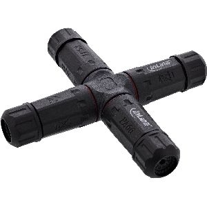 InLine® Netzkabelkupplung, IP68, 3-polig, 4-Wege, M20, schwarz 69927V