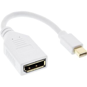 InLine® Kabel Mini DisplayPort ST zu DisplayPort BU, 4K2K, weiß, 0,15m 17150W