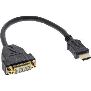 InLine® HDMI-DVI Adapterkabel, HDMI Stecker auf DVI Buchse, 0,2m 17670I