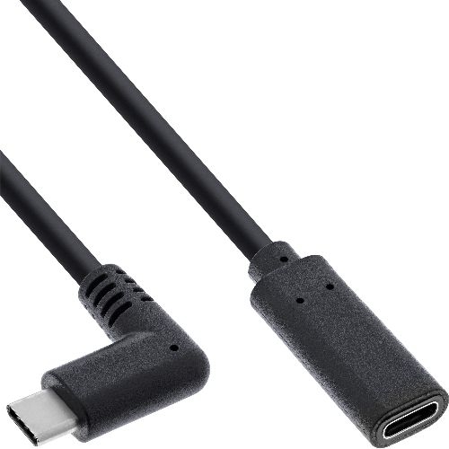 InLine® USB 3.2 Gen.1x2 Kabel, USB-C Verl., ST gewink. auf BU, schwarz 1,5m 35784