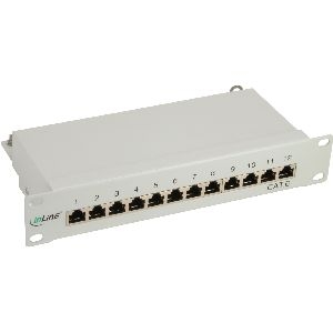 InLine® Patchfeld Cat.6 12-fach, 10&quot; 1HE, lichtgrau, RAL7035 76213