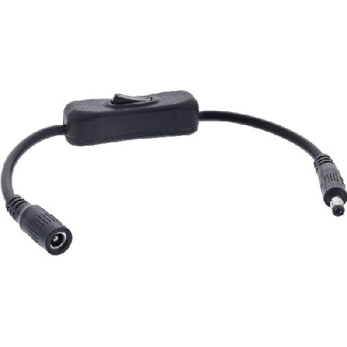 InLine® DC Kabel mit Schalter, 5,5 x 2,5 mm, AWG 18, schwarz, 0,20 m 26906G