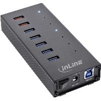 InLine® USB 3.0 Hub, 7 Port, Aluminiumgehäuse, schwarz, mit 2,5A Netzteil 35395I