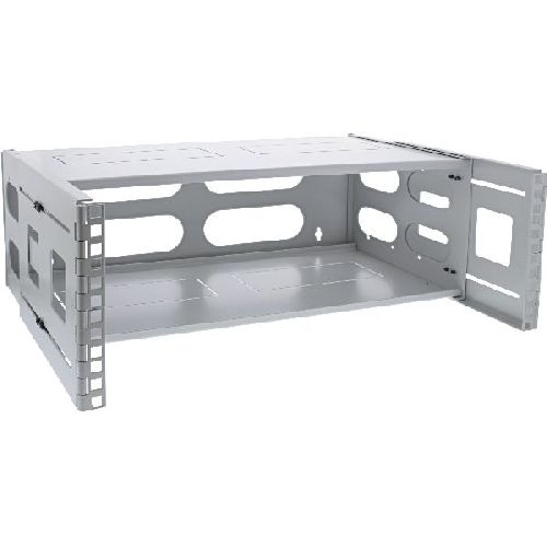 InLine® 19 Rack zur Wandmontage, 4HE, 24-40cm Tiefe, mit Abdeckung, grau 19104D