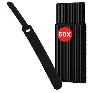 LABEL THE CABLE LTC PRO Basic Straps, Klett Kabelbinder, schwarz, 50er Pack 59935M