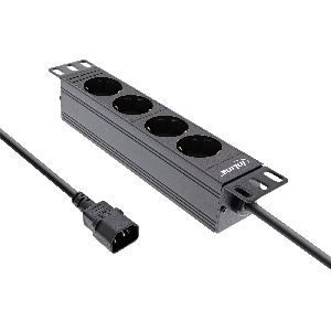 InLine® 10&quot; Steckdosenleiste, 4-fach Schutzkontakt, C14 Anschluss, ohne Schalter 16421J