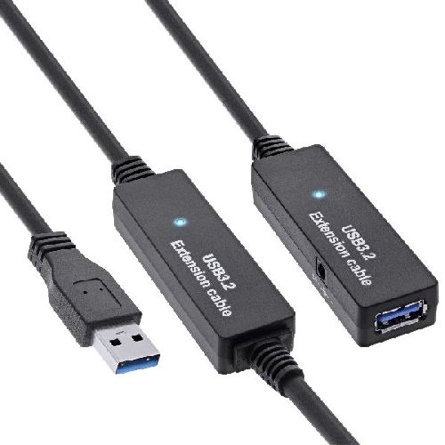 InLine® USB 3.2 Gen.1 Aktiv-Verlängerung, Stecker A an Buchse A, schwarz, 20m 35657