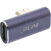 InLine® USB4 Adapter, USB-C Stecker/Buchse vertikal rechts/links gewinkelt, Aluminium, grau 35900C