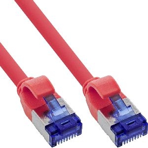 InLine® Patchkabel Slim, Cat.6A, S/FTP, TPE (LSZH) flexibel, PoE, rot, 0,3m 74933R
