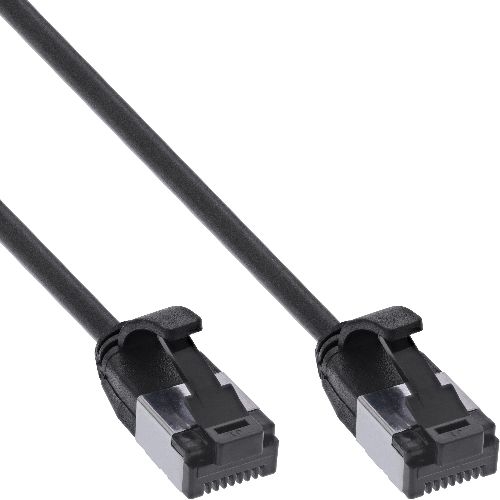 InLine® Patchkabel slim, U/FTP, Cat.8.1, TPE halogenfrei, schwarz, 0,3m 75313S