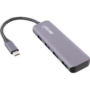 InLine® USB 3.2 Hub, USB-C zu 4x USB A 10Gb/s, Metallgehäuse, grau 33271R