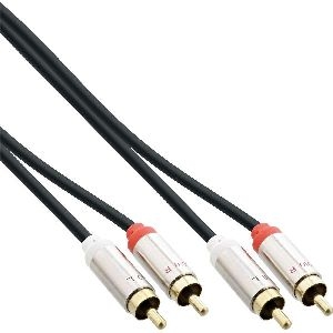 InLine® Slim Audio Kabel 2x Cinch ST/ST, Stereo, 0,5m 99264