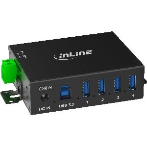 InLine® USB 3.2 Gen.1 Industrie-Hub, 4 Port, Aluminiumgehäuse, mit Netzteil 35396A