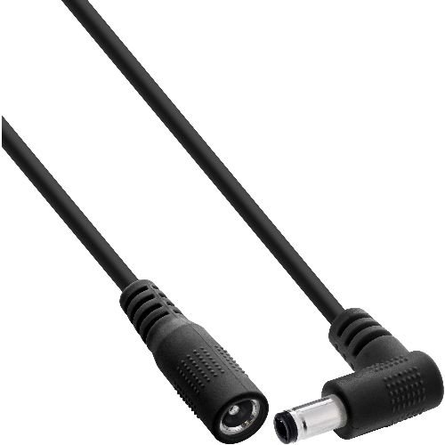 InLine® DC Verlängerungskabel, Winkelstecker, 5,5 x 2,1 mm, schwarz, 0,5 m 26955L