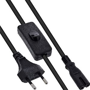 InLine® Euro Netzkabel mit Schalter, CEE7/16 zu IEC-C7, schwarz, 5m 16155
