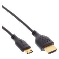 InLine® HDMI Superslim Kabel A an C, HS mit Eth., Premium, schwarz / gold, 1,5m 17511C