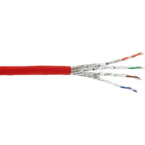 InLine® Patchkabel, S/FTP (PiMf), Cat.6A, 500MHz, halogenfrei, Kupfer, rot, 100m 76899R
