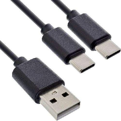 InLine® USB 2in1 Y-Ladekabel, 1x USB-A Stecker an 2x USB-C Stecker, 0,5m 35126