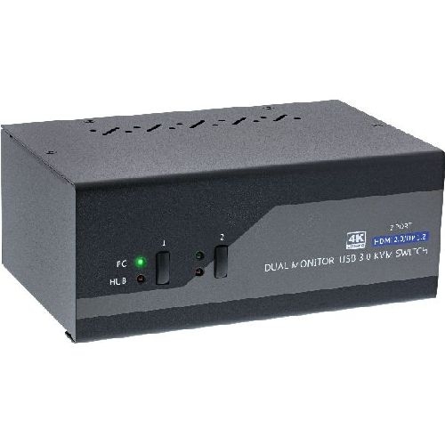 InLine® KVM Desktop Switch, 2-fach, Dual Monitor, DP+HDMI, 4K, USB 3.0, Audio 62642I