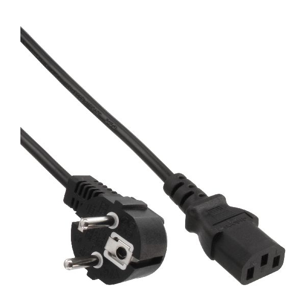 InLine® Netzkabel, Schutzkontakt gewinkelt auf Kaltgerätestecker C13, 0,3m 16647F
