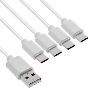 InLine® USB 4in1 Y-Ladekabel, 1x USB-A Stecker an 4x USB-C Stecker, weiß, 0,5m 35146W